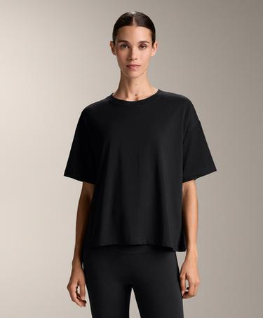 Широкая хлопковая футболка с коротким рукавом- Заказать в России