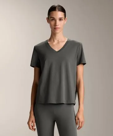 COTTON BLEND V-NECK T-SHIRT