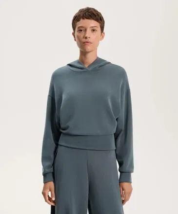 SOFT-TOUCH MODAL CROP HOODIE WITH ADJUSTABLE WAIST
