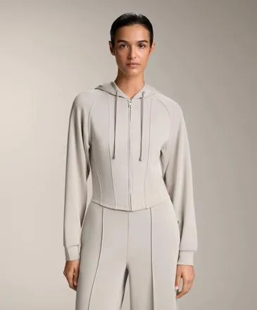 FITTED CROP HOODED JACKET WITH SOFT-TOUCH MODAL