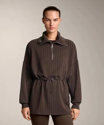 LONG STRIPED SWEATSHIRT WITH ADJUSTABLE WAIST AND SOFT-TOUCH MODAL
