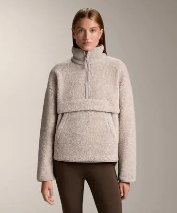 FAUX-SHEARLING SWEATSHIRT WITH FRONT POCKET