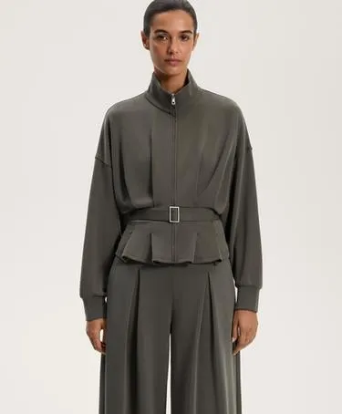 Пиджак из мягкого модала с поясом- Заказать в России