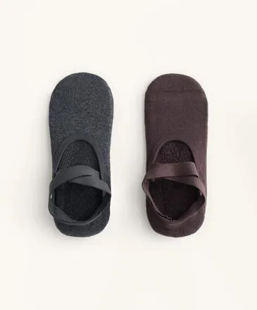 2 PAIRS OF YOGA AND PILATES COTTON BLEND SOCKS WITH CROSSED STRAPS AND CUSHIONING