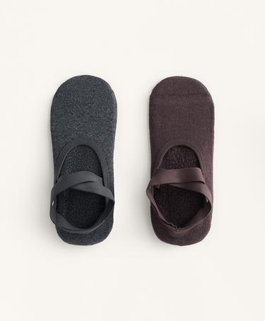 OYSHO 2 пары носков для йоги и пилатеса из смесового хлопка с перекрещивающимися ремешками и поддержкой