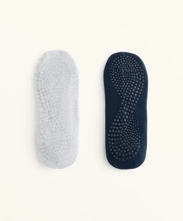 2 PAIRS OF COTTON BLEND YOGA AND PILATES SOCKS WITH CROSSOVER STRAPS