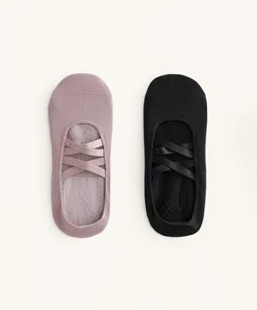 2 PAIRS OF YOGA AND PILATES POLYAMIDE BLEND DOUBLE STRAP SOCKS