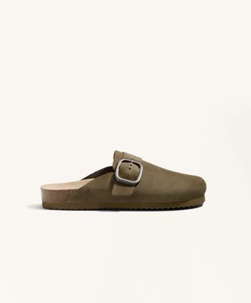 BUCKLED SPLIT-LEATHER MULES- Заказать в России