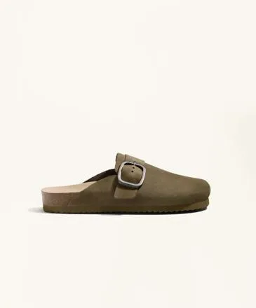 BUCKLED SPLIT-LEATHER MULES- Заказать в России