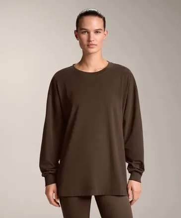 LONG SLEEVE COTTON BLEND T-SHIRT.
