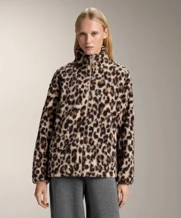 ANIMAL PRINT FAUX-SHEARLING JACKET