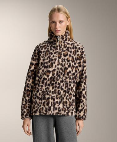 ANIMAL PRINT FAUX-SHEARLING JACKET- Заказать в России