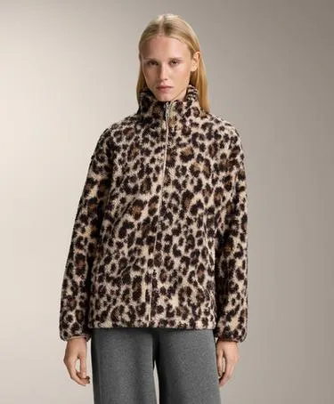 ANIMAL PRINT FAUX-SHEARLING JACKET- Заказать в России