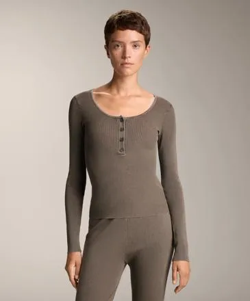 BUTTON ROUND NECK T-SHIRT