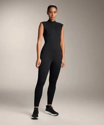 COMFORTLUX DRAPED NECK LONG JUMPSUIT