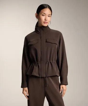 SHORT ADJUSTABLE WAIST JACKET WITH BRUSHED MODAL
