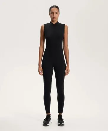 COMPRESSIVE HALF-ZIP LONG JUMPSUIT