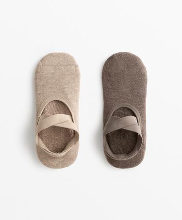 OYSHO 2 пары носков для йоги и пилатеса из хлопково-вискозного материала с перекрестными ремешками и подкладкой