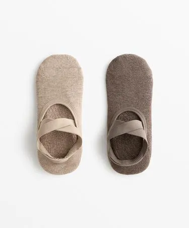 2 пары носков для йоги и пилатеса из хлопково-вискозного материала с перекрестными ремешками и подкладкой- Заказать в России