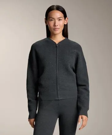 STRUCTURED KNIT ZIP-THROUGH JACKET