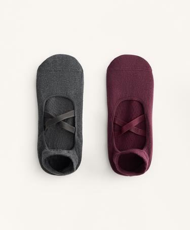 OYSHO 2 пары носков для йоги и пилатеса из хлопкового микса с перекрещивающимися ремешками