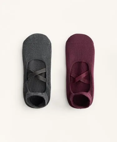 2 пары носков для йоги и пилатеса из хлопкового микса с перекрещивающимися ремешками- Заказать в России