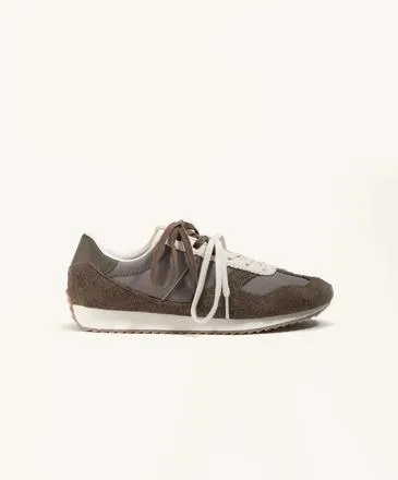 COMBINED SPLIT-LEATHER RUNNING TRAINERS