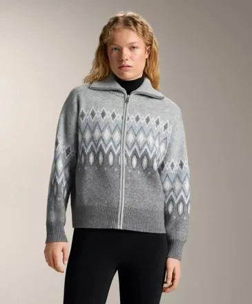 JACQUARD PRINT KNIT JACKET WITH 10% WOOL- Заказать в России