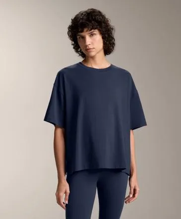 BOXY SHORT-SLEEVE COTTON BLEND T-SHIRT