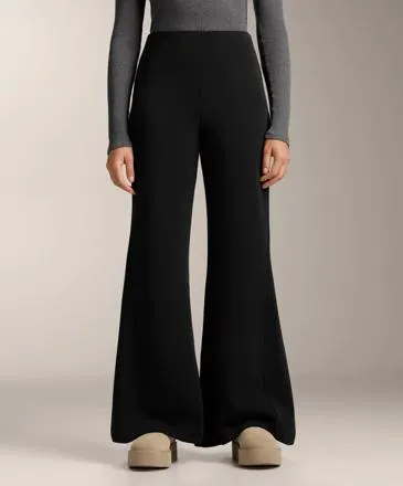 SUPER HIGH-RISE FLARE TROUSERS WITH BRUSHED MODAL