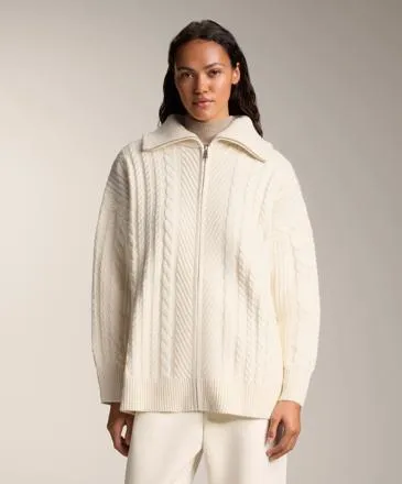 HIGH NECK CABLE KNIT JACKET