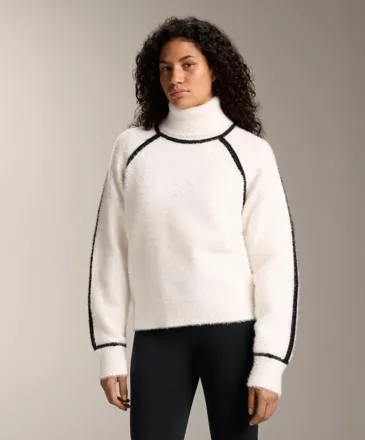 KNIT JUMPER WITH PIPING AND RAISED NECK