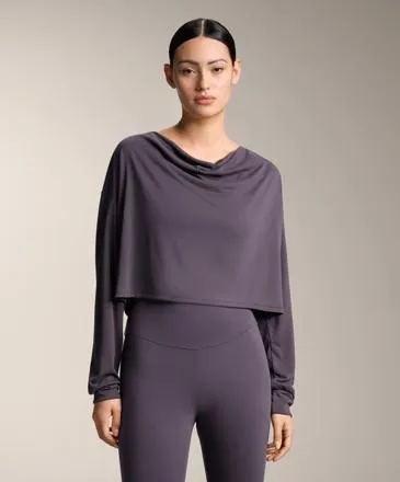 DRAPED NECK MODAL T-SHIRT- Заказать в России