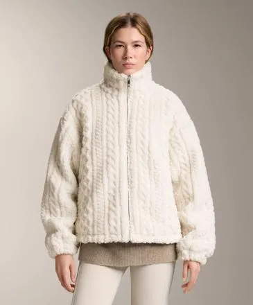 CABLE-KNIT FAUX-SHEARLING JACKET- Заказать в России