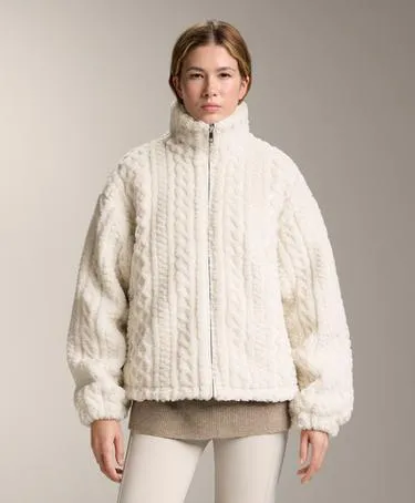 CABLE-KNIT FAUX-SHEARLING JACKET- Заказать в России