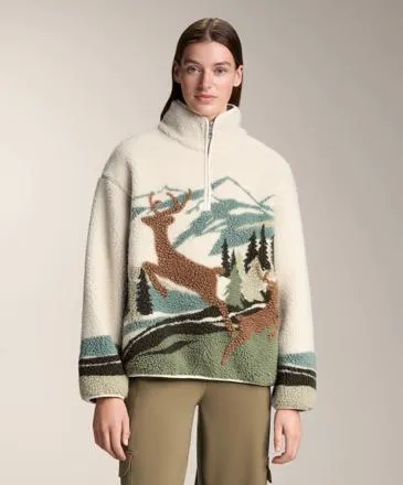 DEER LANDSCAPE FAUX-SHEARLING SWEATSHIRT- Заказать в России