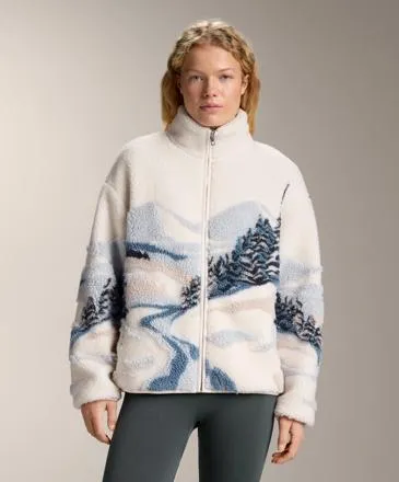 FAUX-SHEARLING JACKET WITH MOUNTAIN PRINT