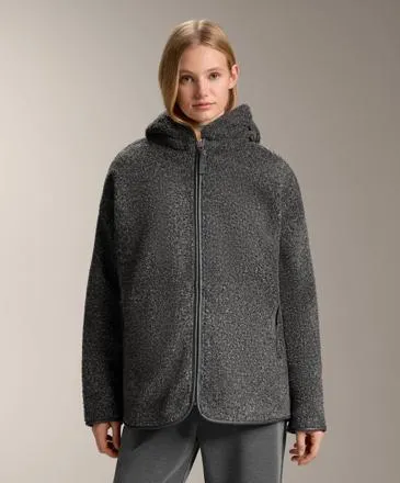 OVERSIZE FAUX-SHEARLING JACKET WITH FAUX-FUR LINED HOOD