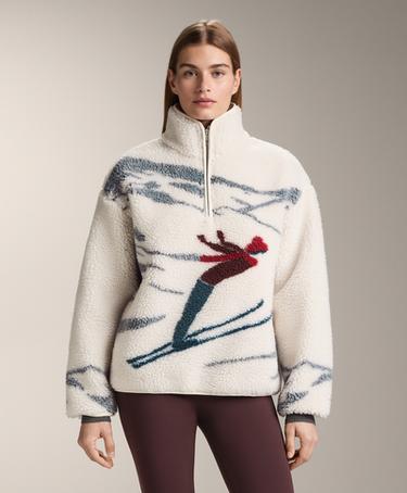 OYSHO Куртка-свитер с длинной молнией из искусственного меха с рисунком лыжника купить с доставкой.