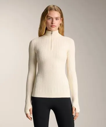 CABLE KNIT BASE LAYER T-SHIRT WITH HALF ZIP