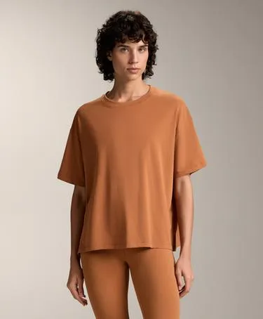 BOXY SHORT-SLEEVE COTTON BLEND T-SHIRT- Заказать в России