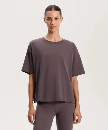 BOXY SHORT-SLEEVE COTTON BLEND T-SHIRT- Заказать в России