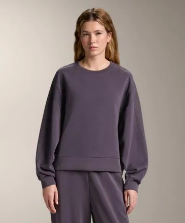 BRUSHED SWEATSHIRT WITH RIB DETAIL AND MODAL