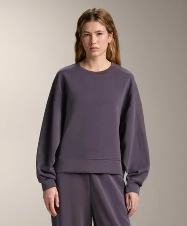 BRUSHED SWEATSHIRT WITH RIB DETAIL AND MODAL
