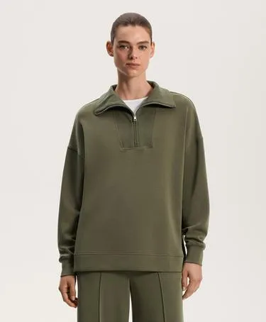 SOFT-TOUCH HALF-ZIP SWEATSHIRT WITH MODAL AND RIB DETAILS