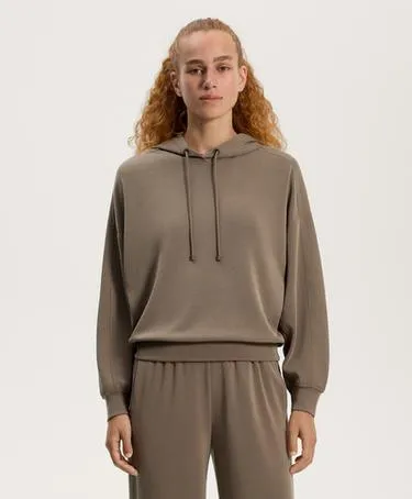 BOXY RIB DETAIL HOODIE IN SOFT MODAL- Заказать в России
