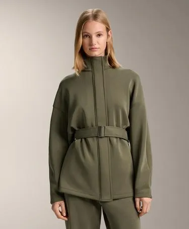 LONG BELTED JACKET WITH BRUSHED MODAL- Заказать в России