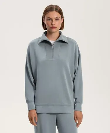 LONG FUNNEL NECK SWEATSHIRT WITH SOFT-TOUCH MODAL- Заказать в России