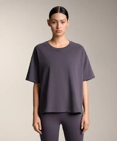 BOXY SHORT-SLEEVE COTTON BLEND T-SHIRT- Заказать в России