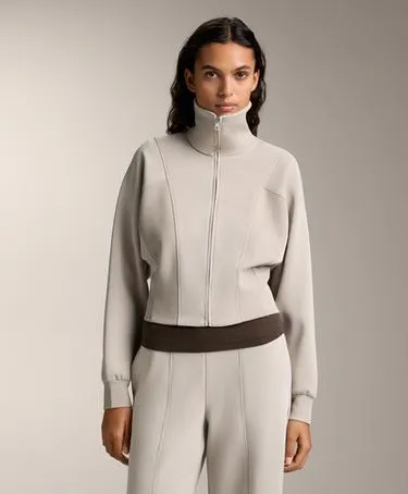 HIGH-NECK JACKET WITH RIB DETAILS AND BRUSHED MODAL